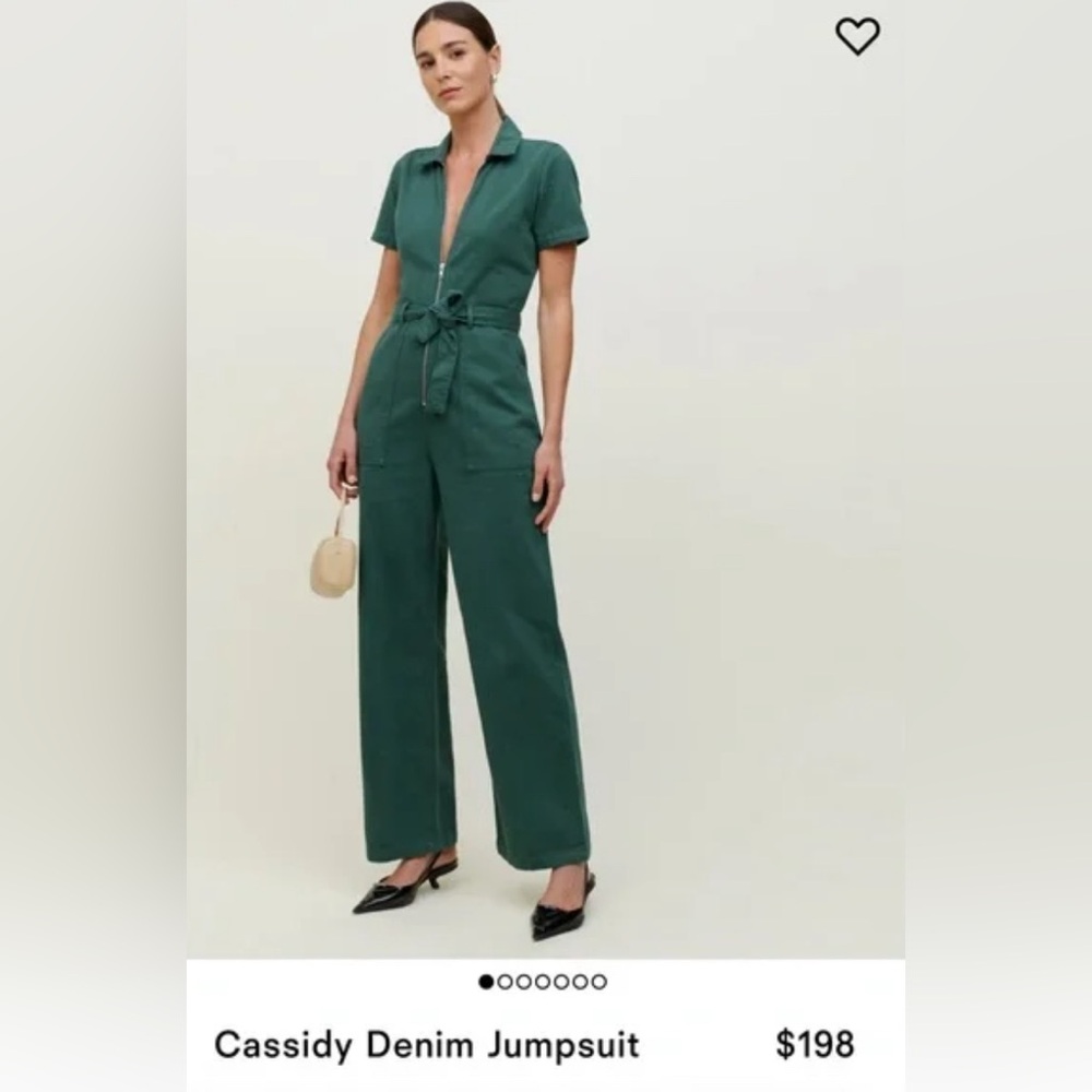 Reformation Cassidy denim green jumpsuit